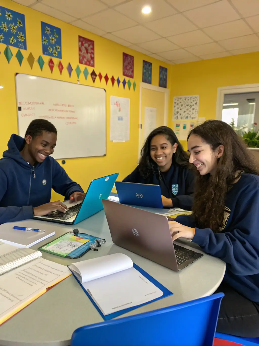 A diverse group of students collaboratively studying online, highlighting the flexibility and accessibility of Real Estate Course – Launch Your Career's online learning platform.