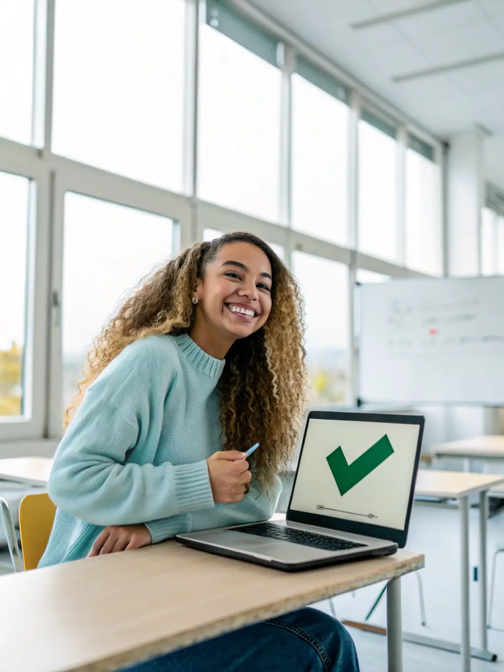 A student successfully passing a real estate licensing exam, showcasing the effectiveness of Real Estate Course – Launch Your Career's exam preparation materials.